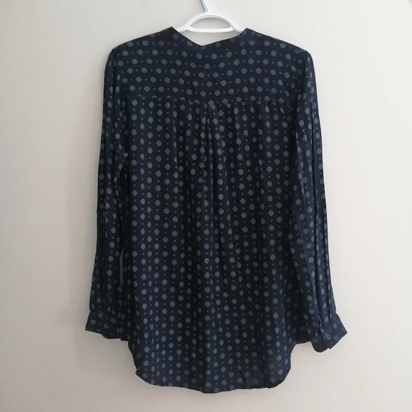 Rails Abby Rayon Button Up Blouse with Neck Tie Navy Floulard Print Small - Picture 4 of 16